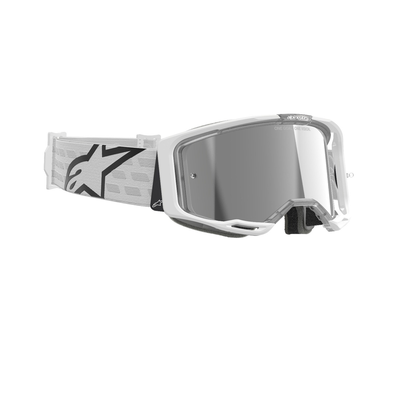 Alpinestars Vision 8 Corp motokrossz szemüveg fehér, tükörezüst plexivel
