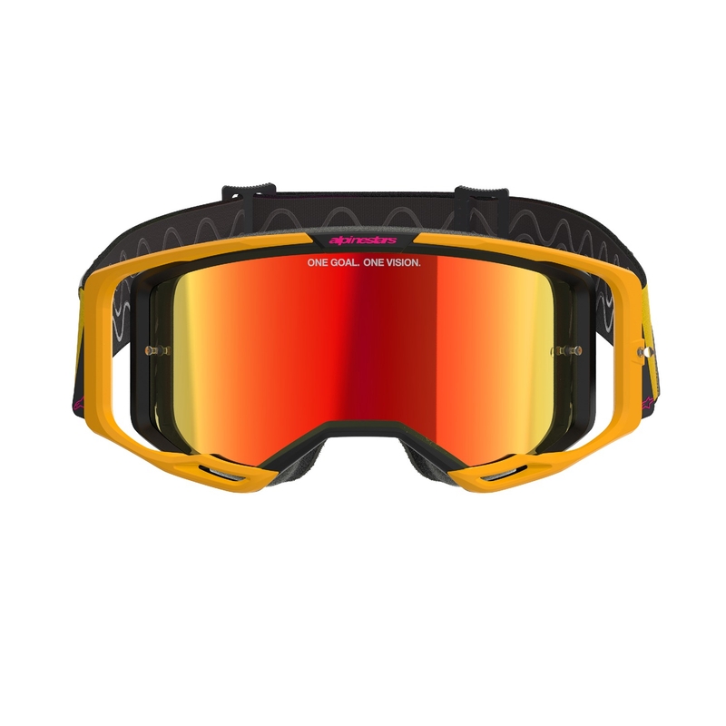 Alpinestars Vision 8 Corp motokrossz szemüveg sárga-rózsaszín, tükörpiros plexivel