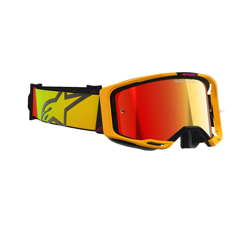 Alpinestars Vision 8 Corp motokrossz szemüveg sárga-rózsaszín, tükörpiros plexivel