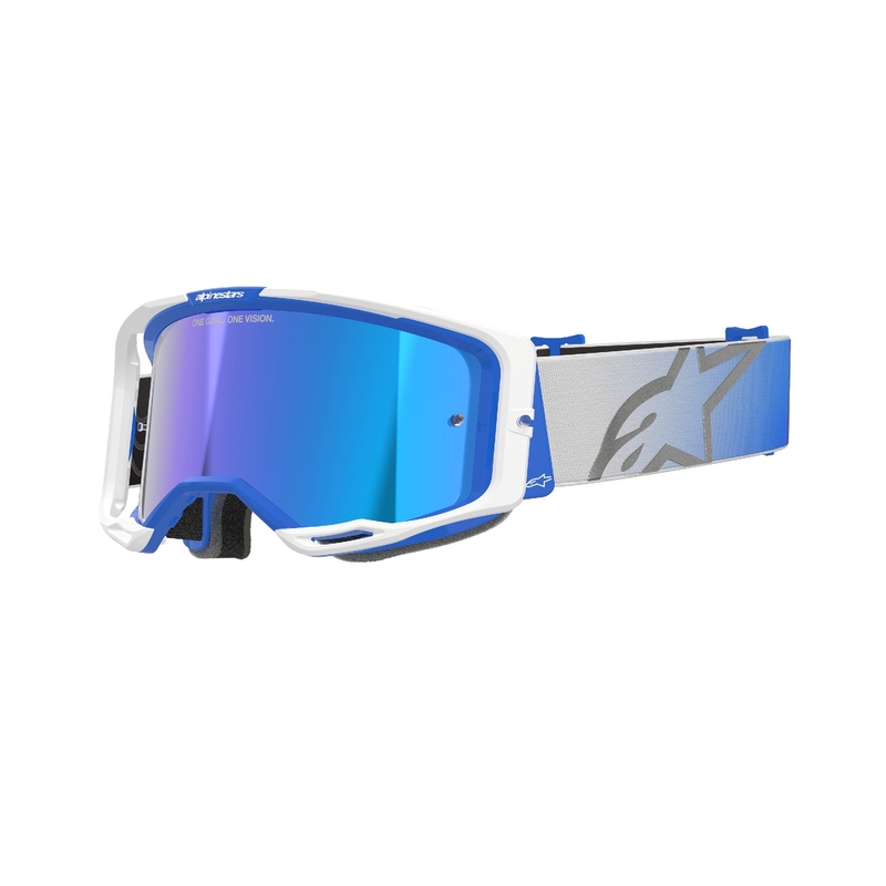 Alpinestars Vision 8 Corp motokrossz szemüveg kék-fehér, tükörkék plexivel