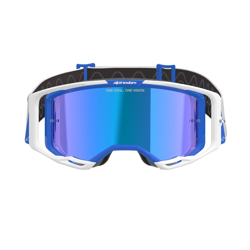 Alpinestars Vision 8 Corp motokrossz szemüveg kék-fehér, tükörkék plexivel