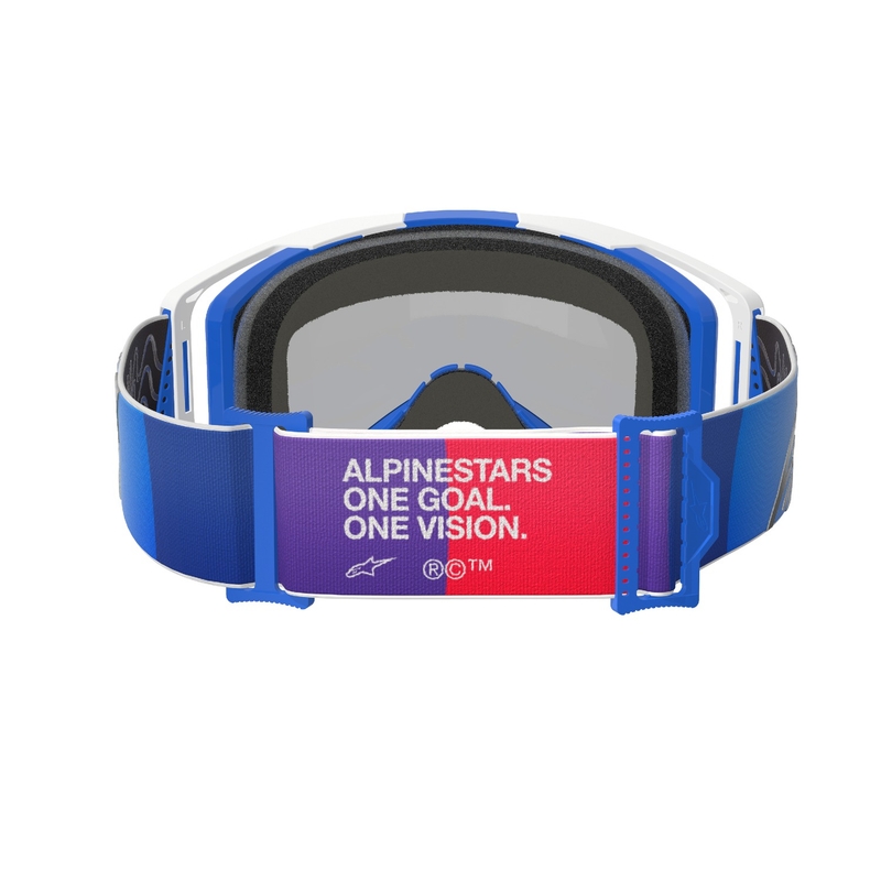 Alpinestars Vision 8 Corp motokrossz szemüveg kék-fehér, tükörkék plexivel