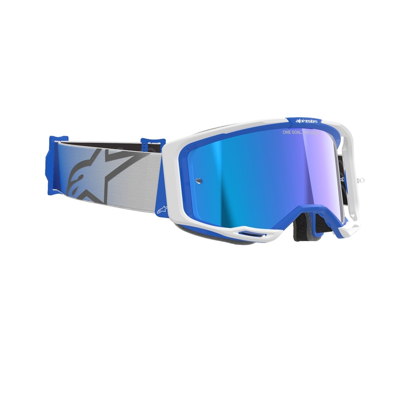 Alpinestars Vision 8 Corp motokrossz szemüveg kék-fehér, tükörkék plexivel