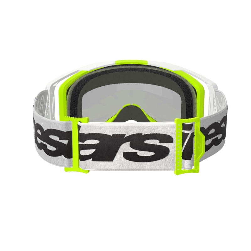 Alpinestars Vision 8 Wordmark motocrossz szemüveg fehér-fluo sárga, tükörezüst plexivel