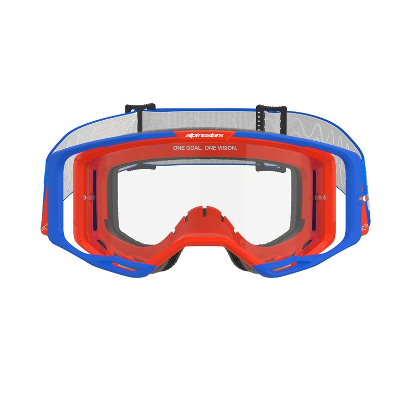 Alpinestars Vision 8 Wordmark motocrossz szemüveg kék-narancssárga, átlátszó plexivel