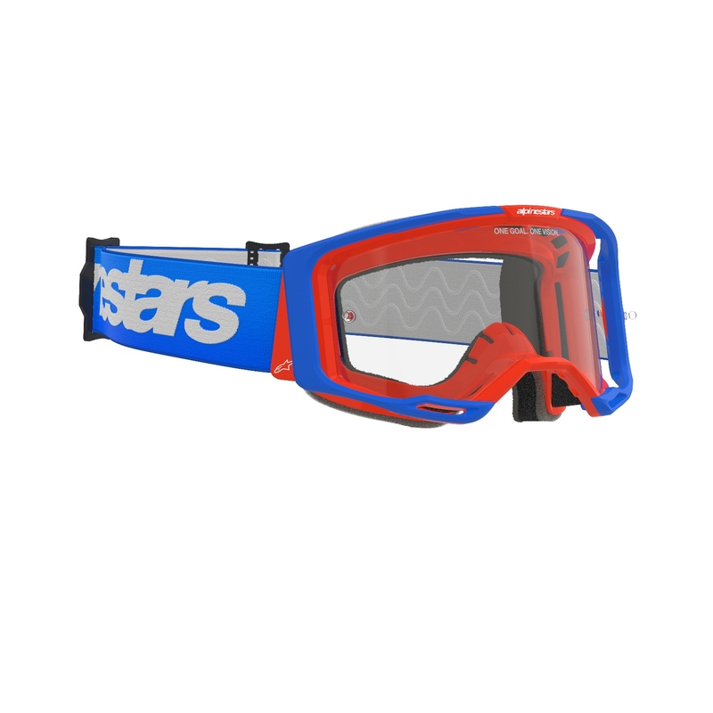 Alpinestars Vision 8 Wordmark motocrossz szemüveg kék-narancssárga, átlátszó plexivel
