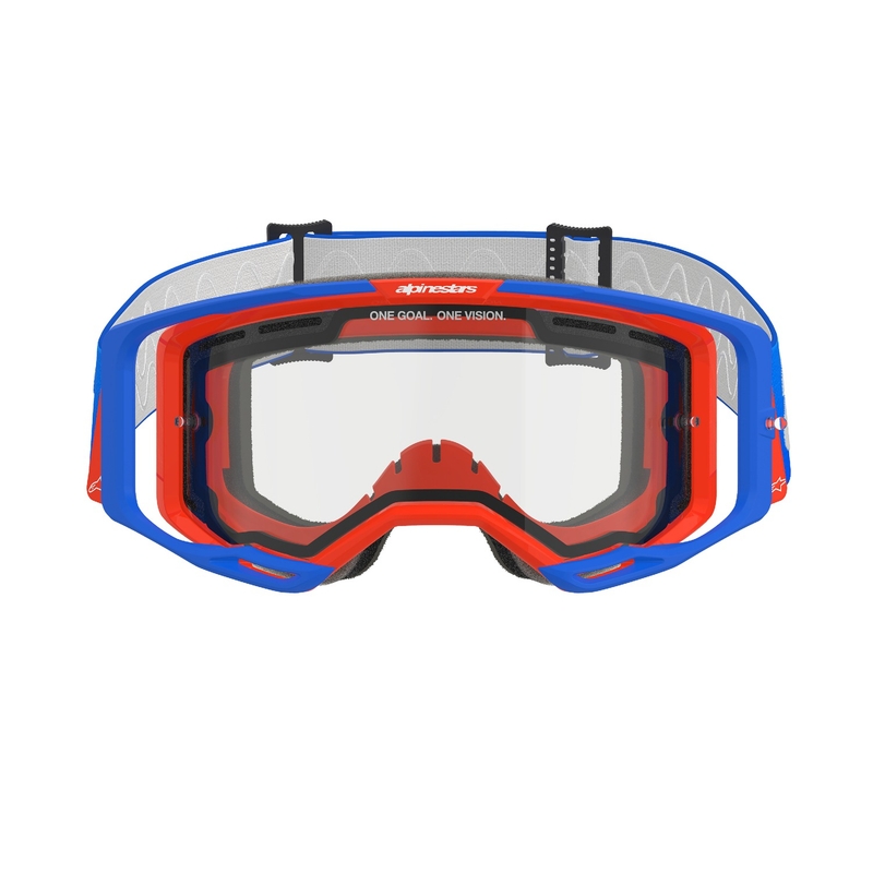 Alpinestars Vision 8 Wordmark motocrossz szemüveg kék-narancssárga, dupla antifog átlátszó plexivel