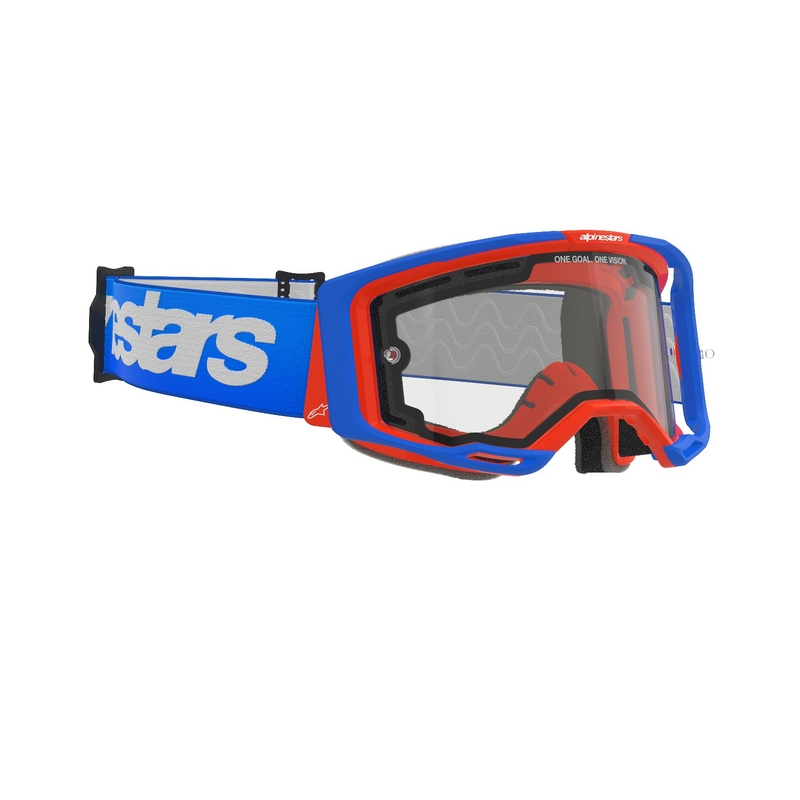 Alpinestars Vision 8 Wordmark motocrossz szemüveg kék-narancssárga, dupla antifog átlátszó plexivel