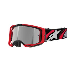 Alpinestars Vision 8 Luar motocrossz szemüveg piros-fekete, tükörezüst plexivel