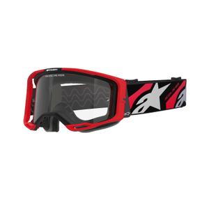 Alpinestars Vision 8 Luar motocrossz szemüveg piros-fekete, átlátszó plexivel