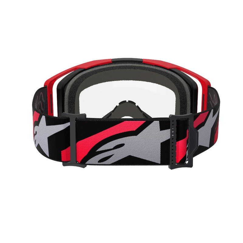 Alpinestars Vision 8 Luar motocrossz szemüveg piros-fekete, átlátszó plexivel