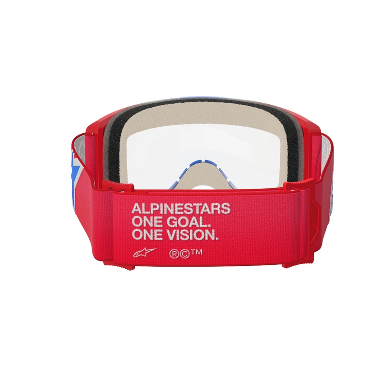Alpinestars Vision 5 Corp motocross szemüveg piros-fehér-kék, átlátszó plexivel