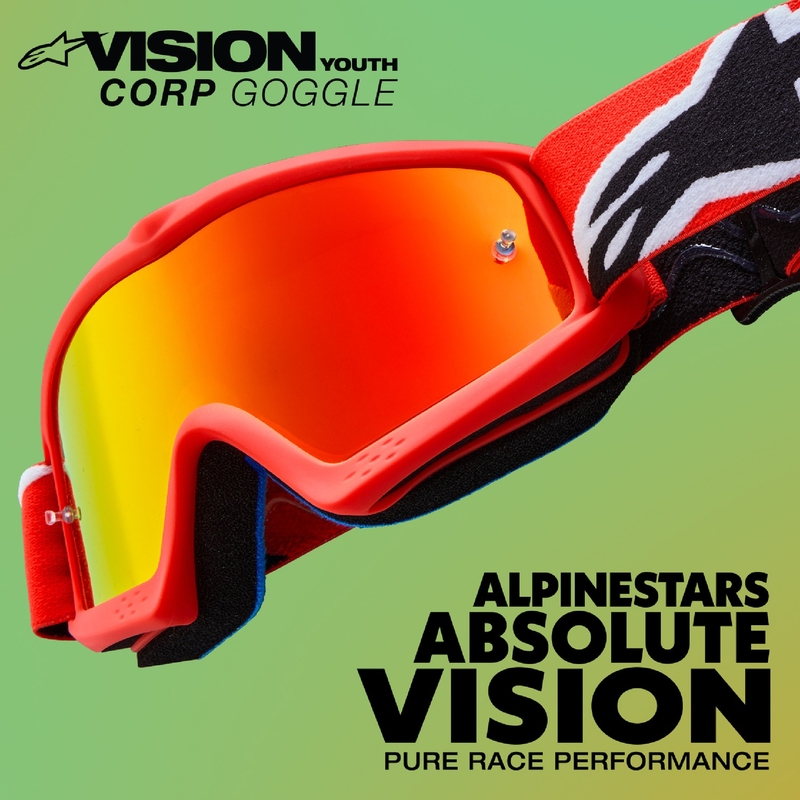 Alpinestars Vision Youth Corp gyerek motocross szemüveg fekete, tükörezüst plexivel