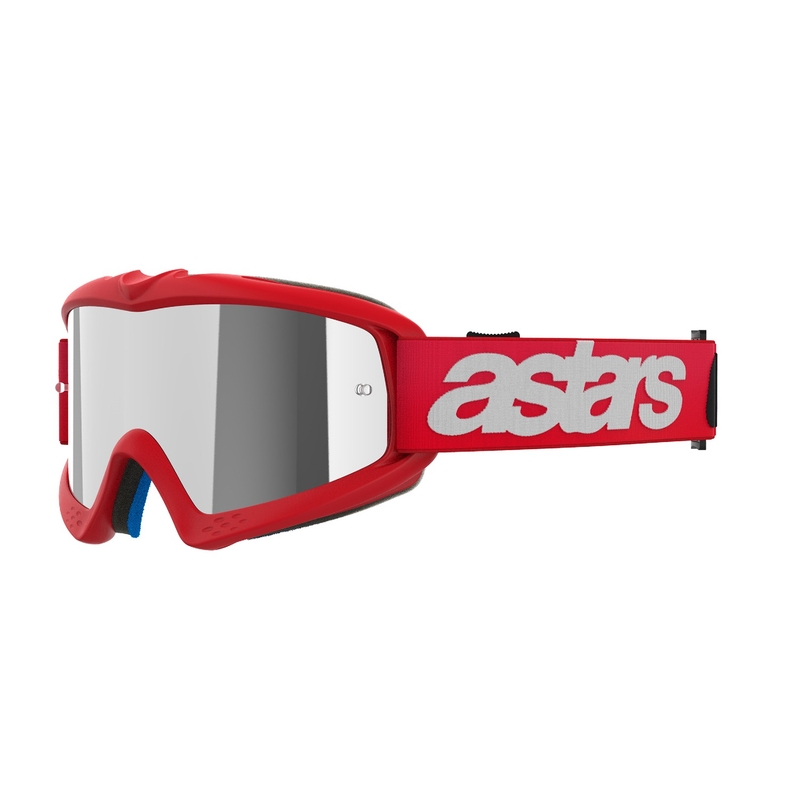 Alpinestars Vision Youth Blaze gyerek motokrossz szemüveg piros, tükörezüst plexivel