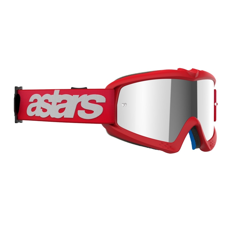 Alpinestars Vision Youth Blaze gyerek motokrossz szemüveg piros, tükörezüst plexivel