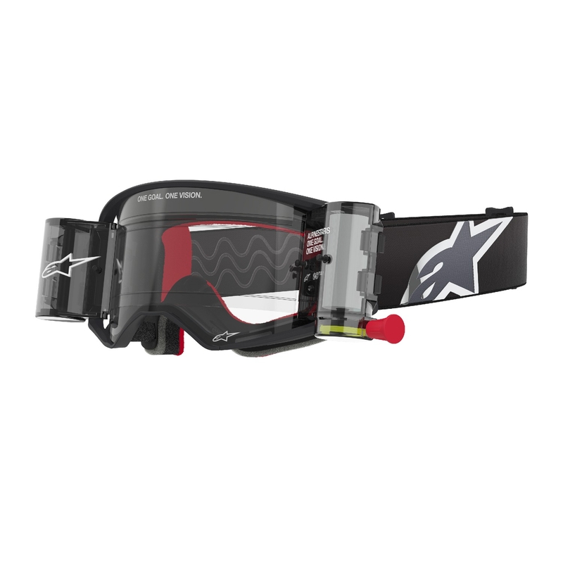 Alpinestars Supertech Corp ROLL-OFF Wide Vision motokrossz szemüveg fekete-szürke, átlátszó plexivel