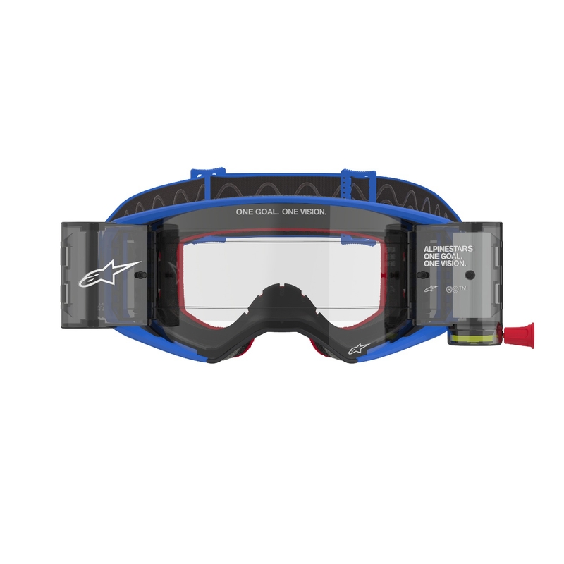 Alpinestars Supertech Stream ROLL-OFF Wide Vision motokrossz szemüveg kék, átlátszó plexivel