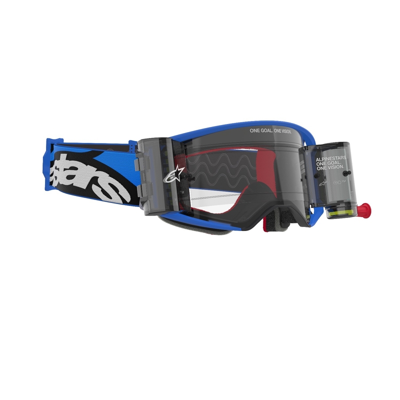 Alpinestars Supertech Stream ROLL-OFF Wide Vision motokrossz szemüveg kék, átlátszó plexivel