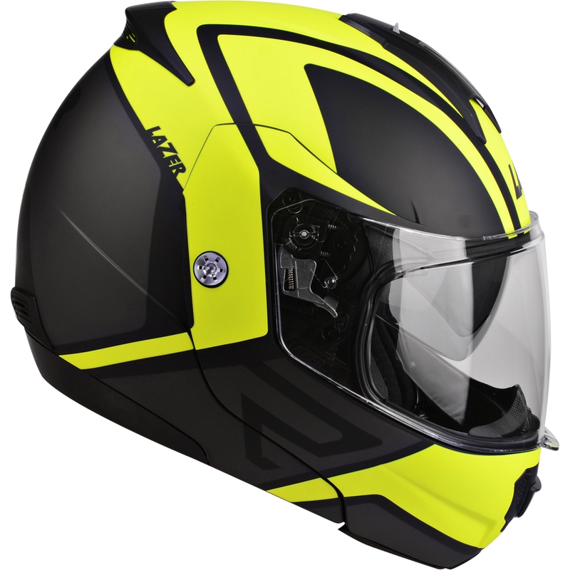 Billenő kerékpár pŕilba motorkerékpárhoz Lazer Lugano Z-generációs fekete-fluo sárga
