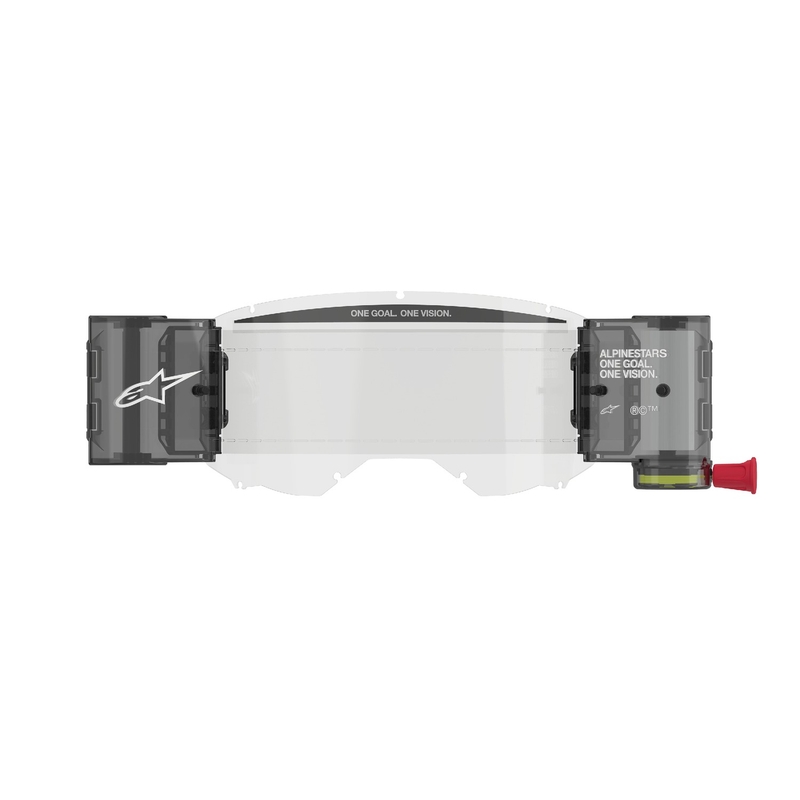 Tartalék készlet az Alpinestars Roll-off Wide Vision és a Vision 8/5/3 szemüveghez, csapokkal a leszakítható fóliákhoz, átlátszó plexi