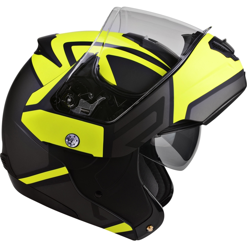Billenő kerékpár pŕilba motorkerékpárhoz Lazer Lugano Z-generációs fekete-fluo sárga