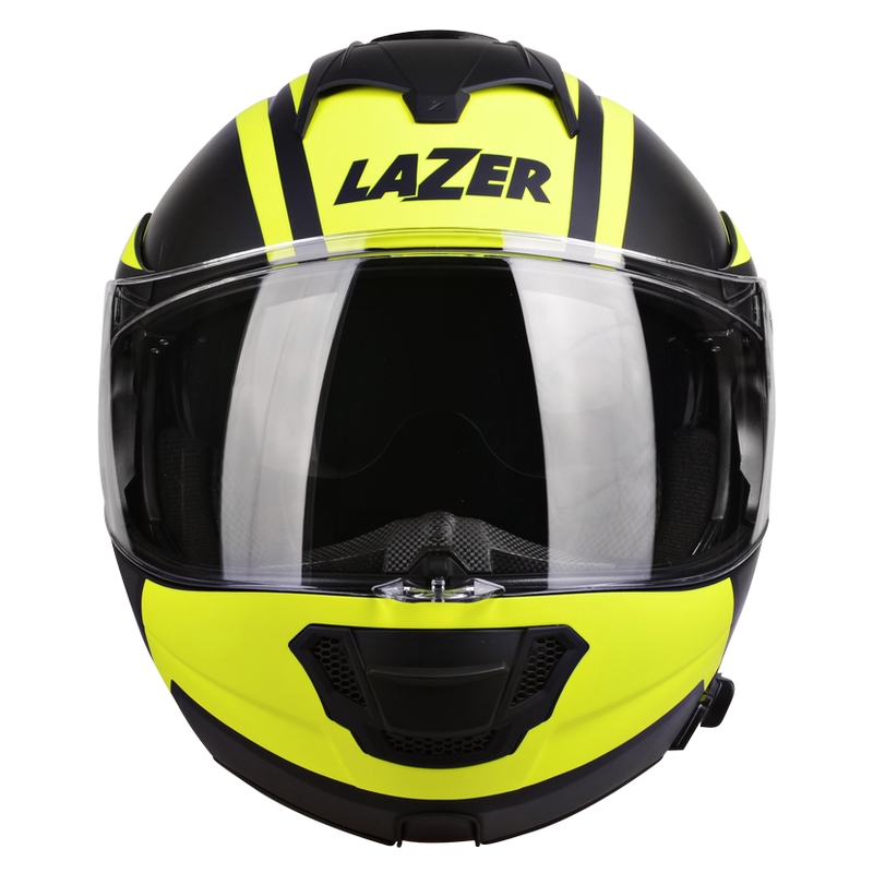 Billenő kerékpár pŕilba motorkerékpárhoz Lazer Lugano Z-generációs fekete-fluo sárga