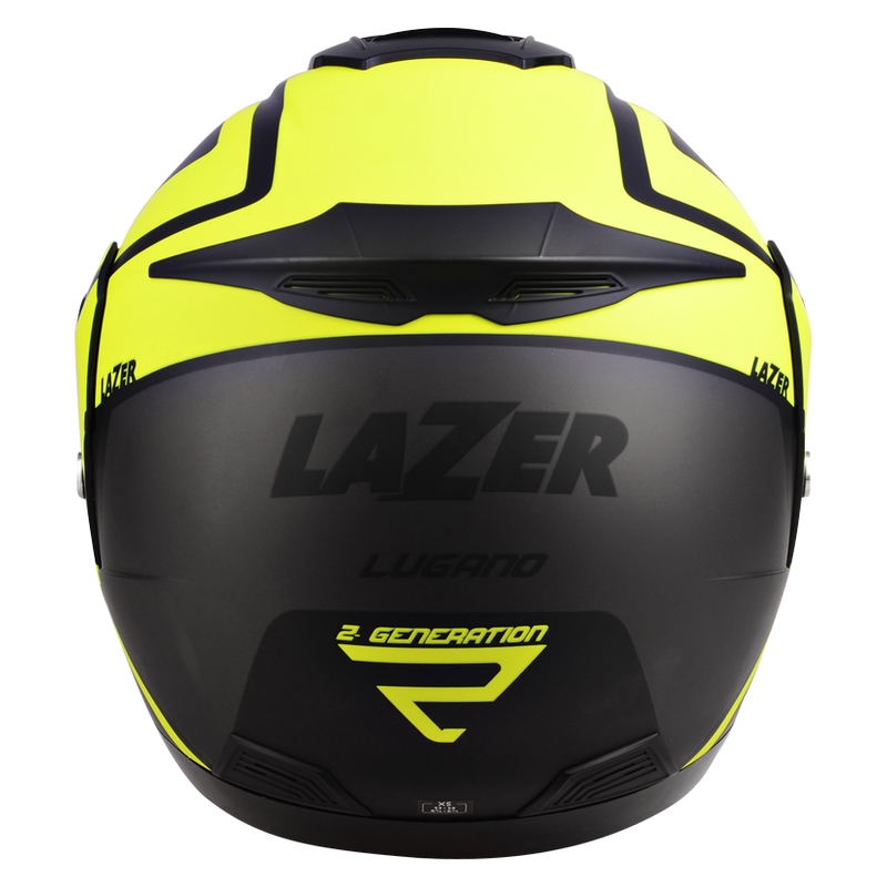 Billenő kerékpár pŕilba motorkerékpárhoz Lazer Lugano Z-generációs fekete-fluo sárga