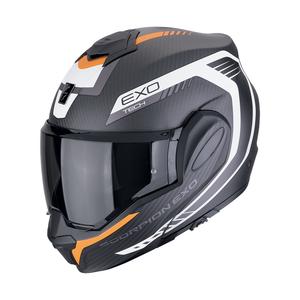 Scorpion EXO-TECH EVO CARBON COSY hátrahajtható állú bukósisak matt fekete-narancssárga