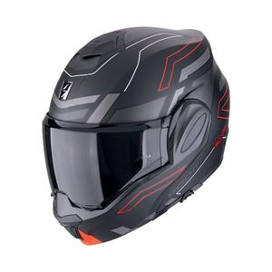 Scorpion EXO-TECH EVO CONQUER felhajtható motorkerékpár sisak matt fekete-piros