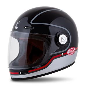 Cassida Fibre Jawa Sport zárt motoros bukósisak fekete-ezüst-piros - II. minőség
