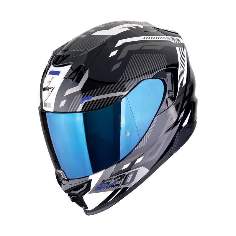 Scorpion EXO-520 EVO AIR RANKA zárt motoros bukósisak fekete-fehér-kék kiárusítás