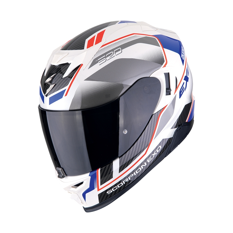 Scorpion EXO-520 EVO AIR LENA zárt motoros bukósisak gyöngyházfehér-kék kiárusítás