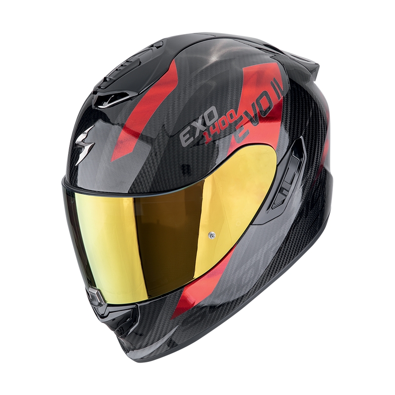 Scorpion EXO-1400 EVO II CARBON AIR PLATTED zárt motoros bukósisak fekete-piros kiárusítás