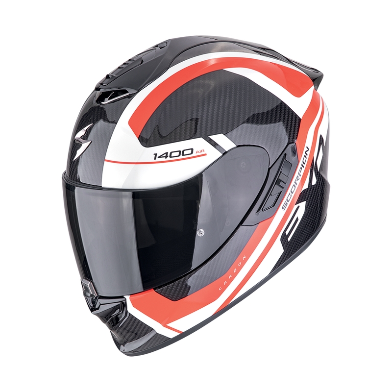 Scorpion EXO-1400 EVO II CARBON AIR ENKO zárt motoros bukósisak fekete-piros-fehér kiárusítás
