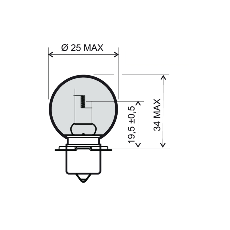 Lamp RMS 12V 20W, P26S fehér