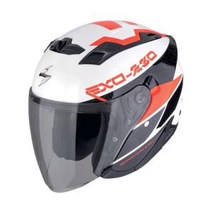 SCORPION EXO-230 BAND nyitott motoros bukósisak fehér-fekete-piros
