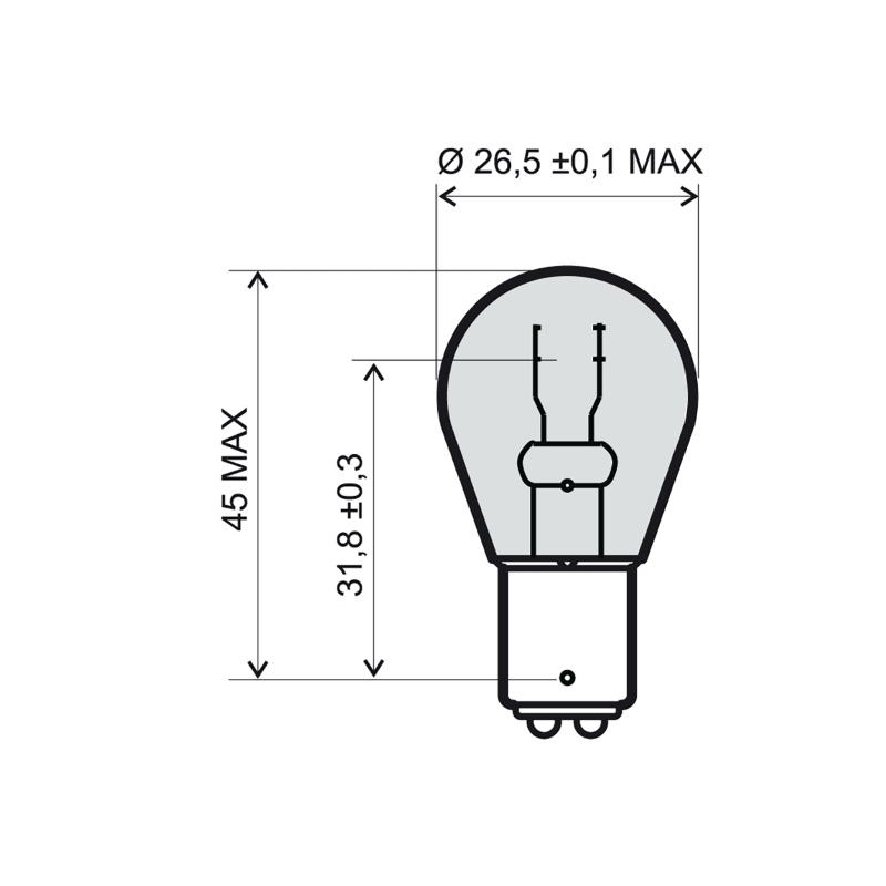 Lamp RMS 12V 21/5W, BAY15D piros