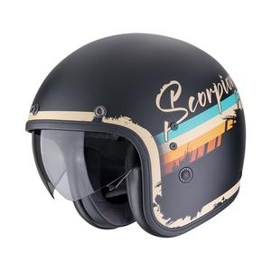 Scorpion Belfast Evo ADONIS nyitott motoros bukósisak matt fekete-bézs