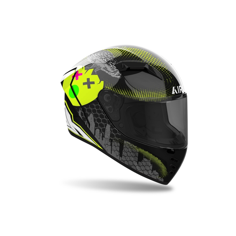 Airoh CONNOR Gamer zárt motoros bukósisak fekete-szürke-fluo sárga