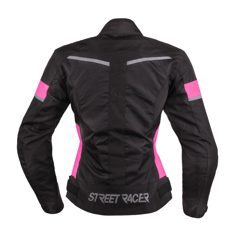 Női motoros kabát Street Racer Betty fekete-fehér-rózsaszín kiárusítás