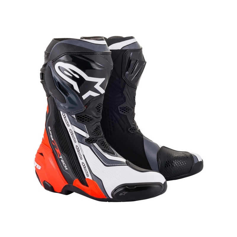 Alpinestars Supertech R motoros csizma fekete-fluo piros-fehér-szürke