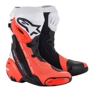Boty na motorku Alpinestars Supertech R Vented černo-bílo-fluo červené