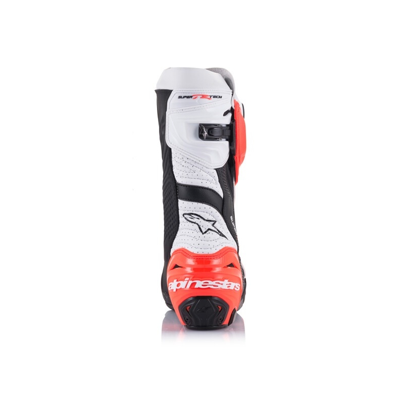 Alpinestars Supertech R Vented motoros csizma fekete-fehér-fluo piros