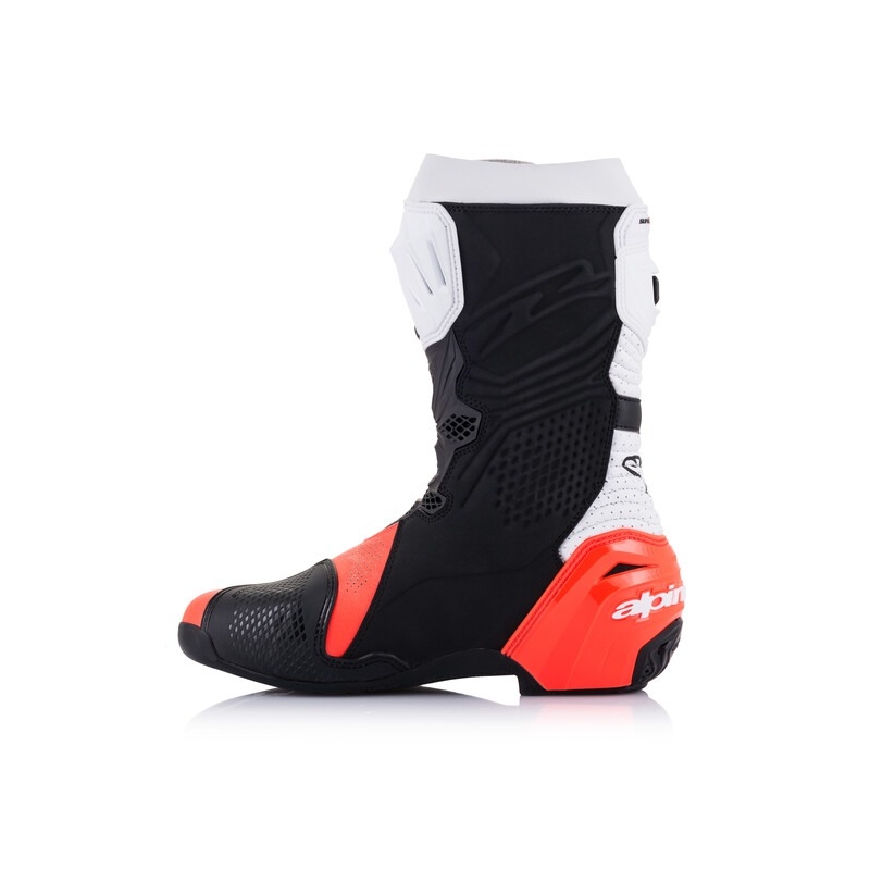 Alpinestars Supertech R Vented motoros csizma fekete-fehér-fluo piros
