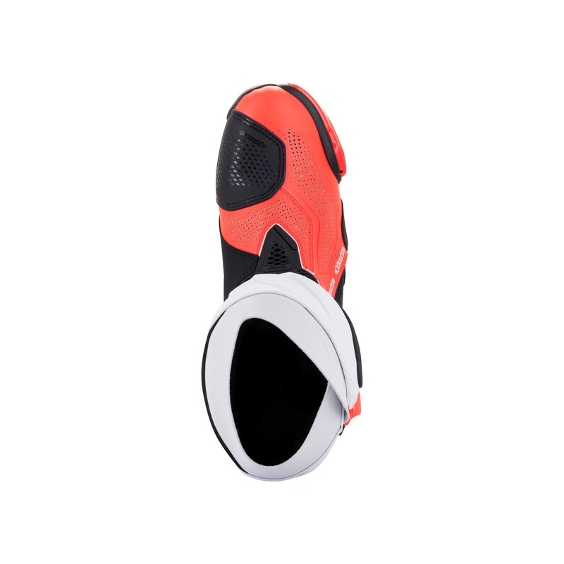 Alpinestars Supertech R Vented motoros csizma fekete-fehér-fluo piros