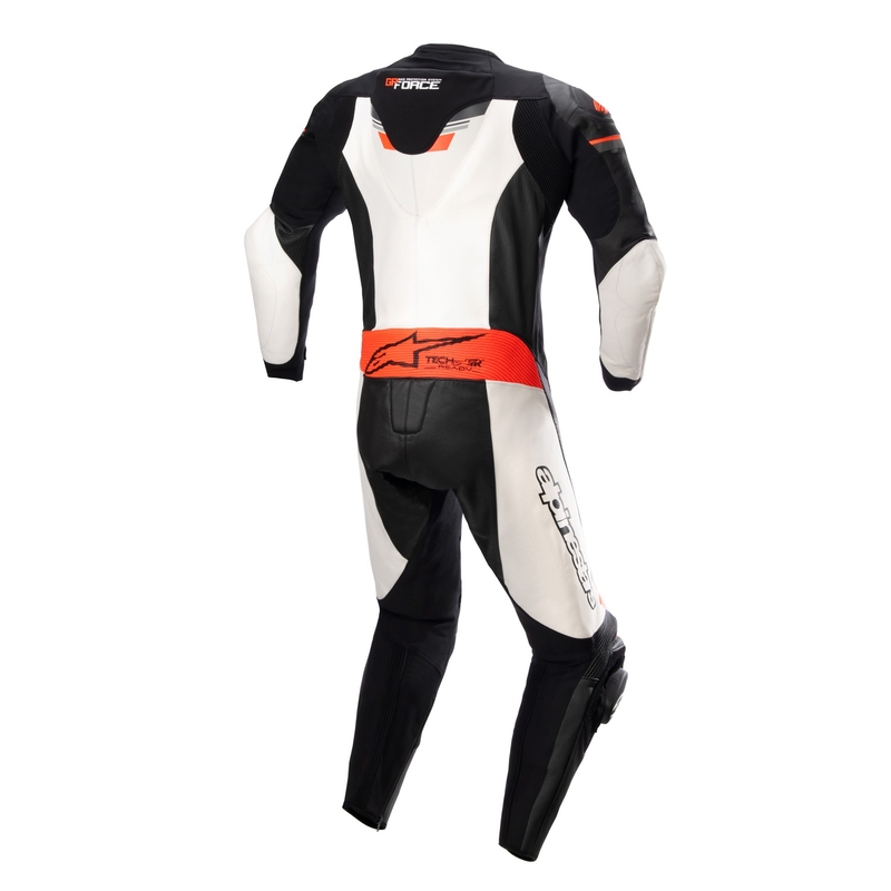 Alpinestars GP Force egyrészes bőroverál TECH-AIR 5 kompatíbilis fekete-fehér-fluo piros