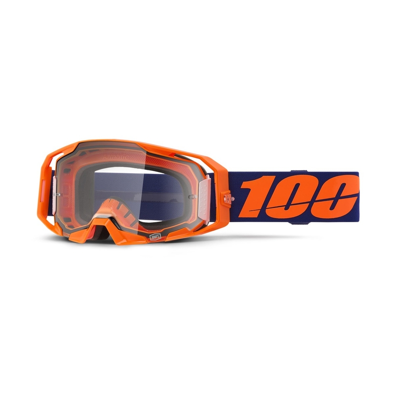 100% ARmatic Neon Orange motocross szemüveg átlátszó plexivel