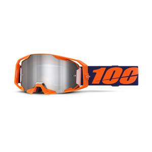 100% ARmatic Neon Orange motocross szemüveg, tükörezüst plexivel