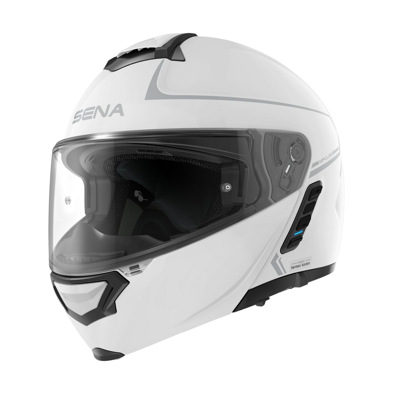 SENA Impulse felnyitható motorkerékpár sisak Mesh headsettel fényes fehér