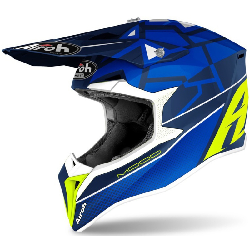 Airoh Wraap Youth Mood gyerek motocross bukósisak kék-fehér-sárga